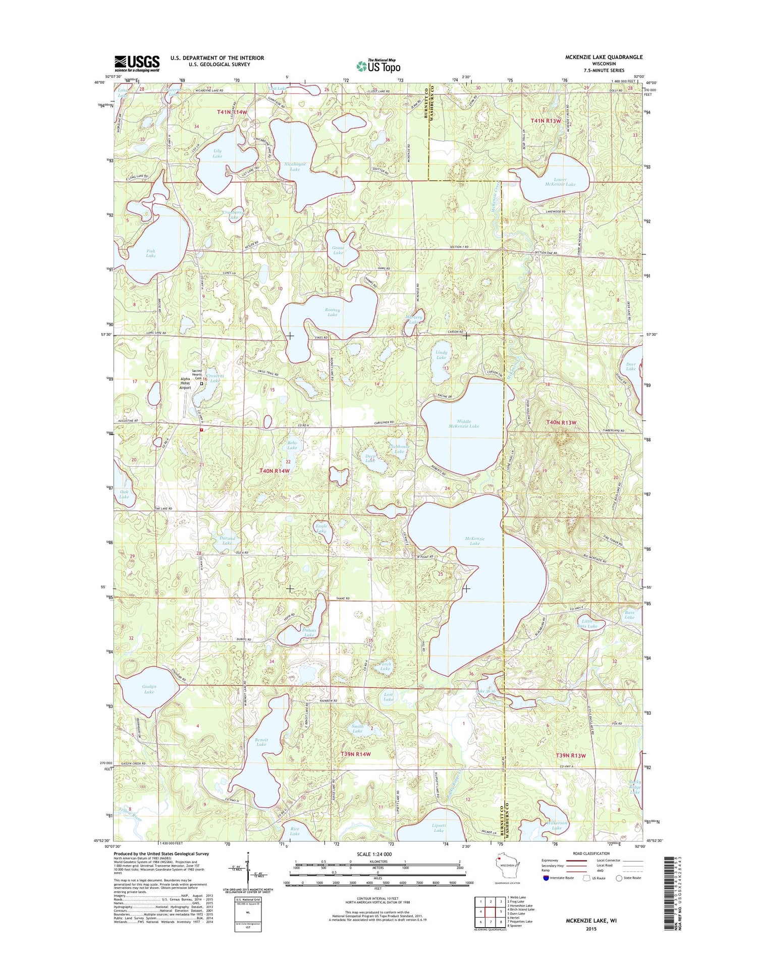 McKenzie Lake Wisconsin US Topo Map Image