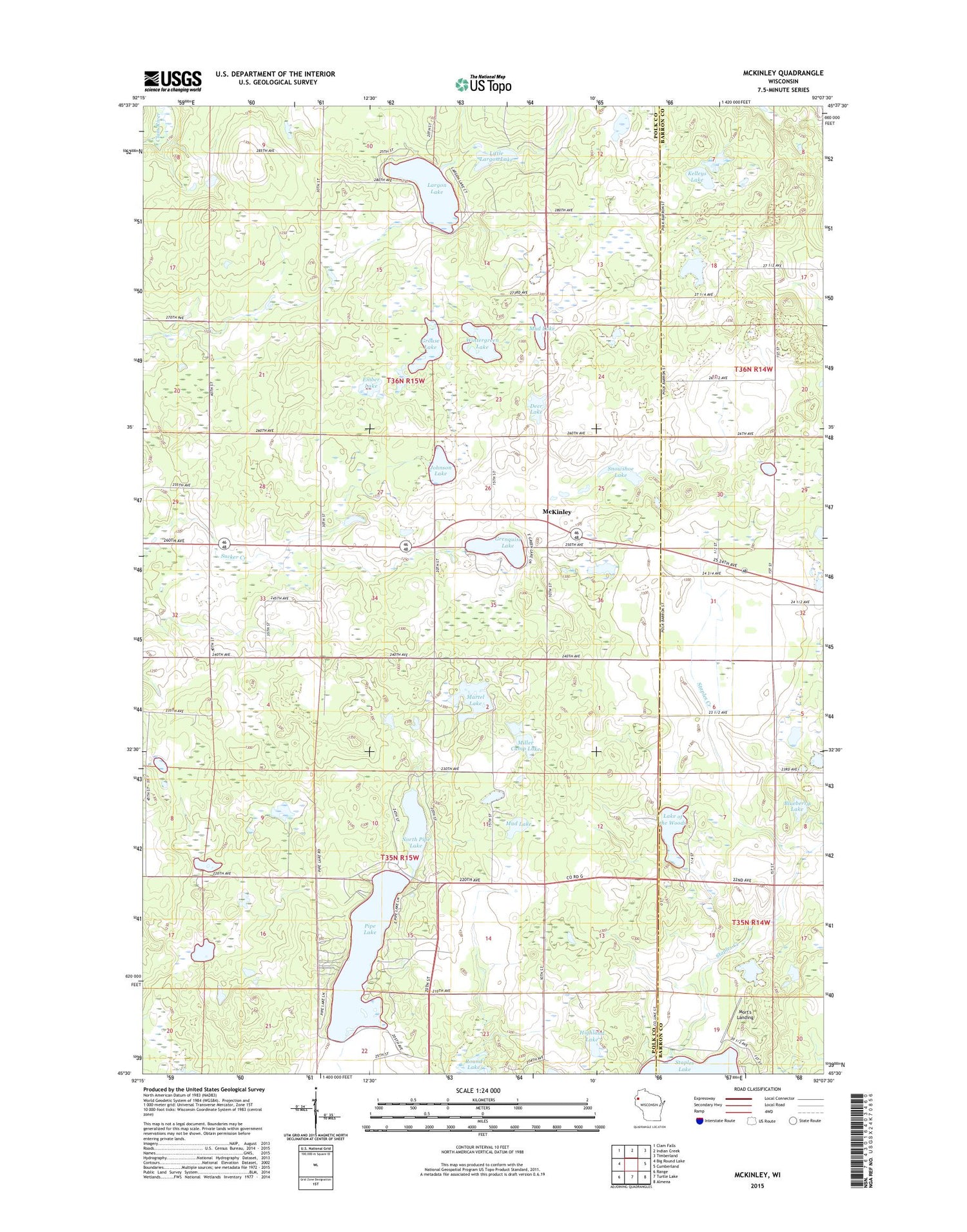 McKinley Wisconsin US Topo Map Image