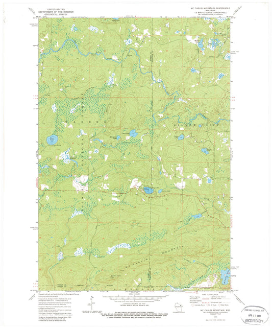 Classic USGS McCaslin Mountain Wisconsin 7.5'x7.5' Topo Map Image