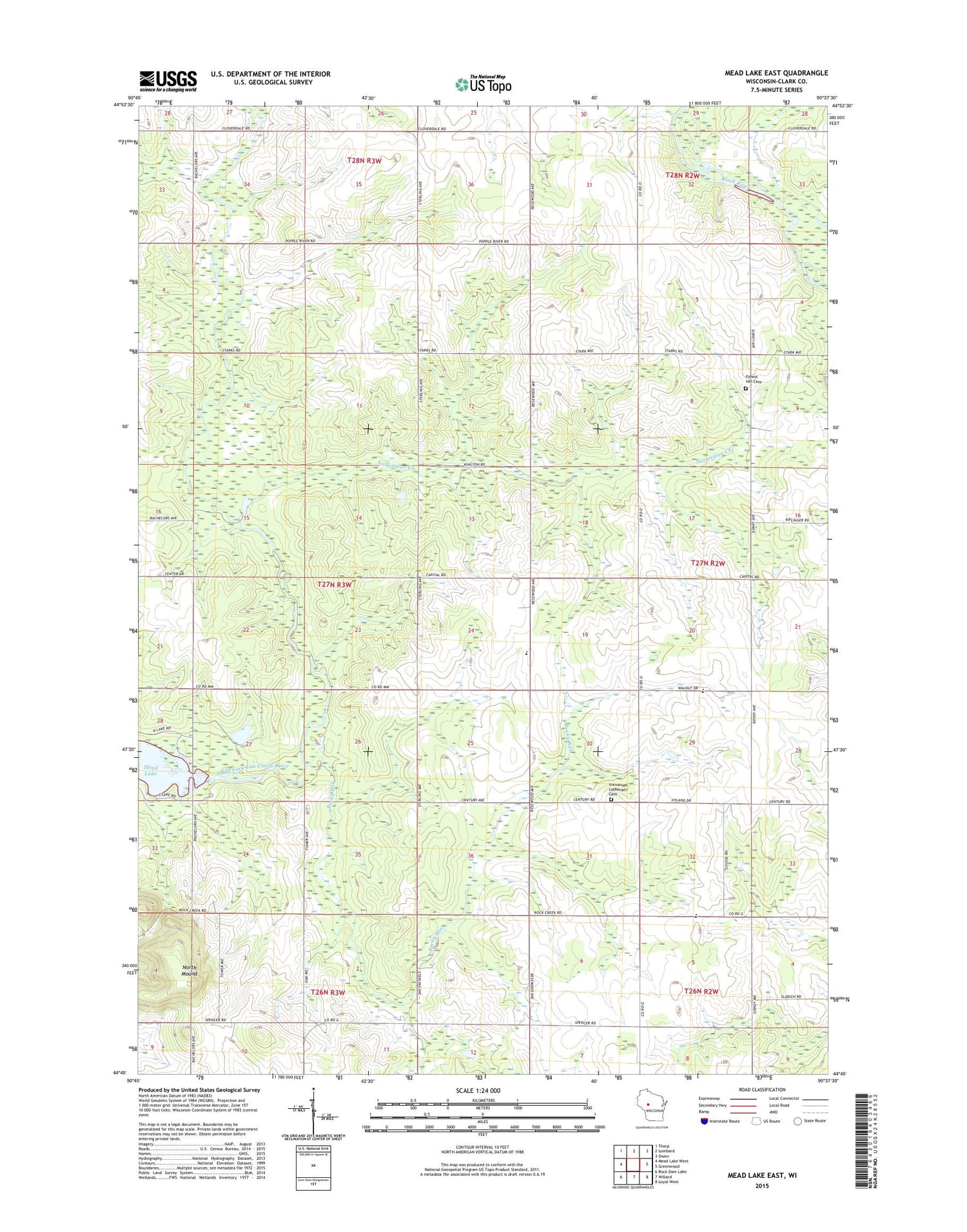 Mead Lake East Wisconsin US Topo Map Image