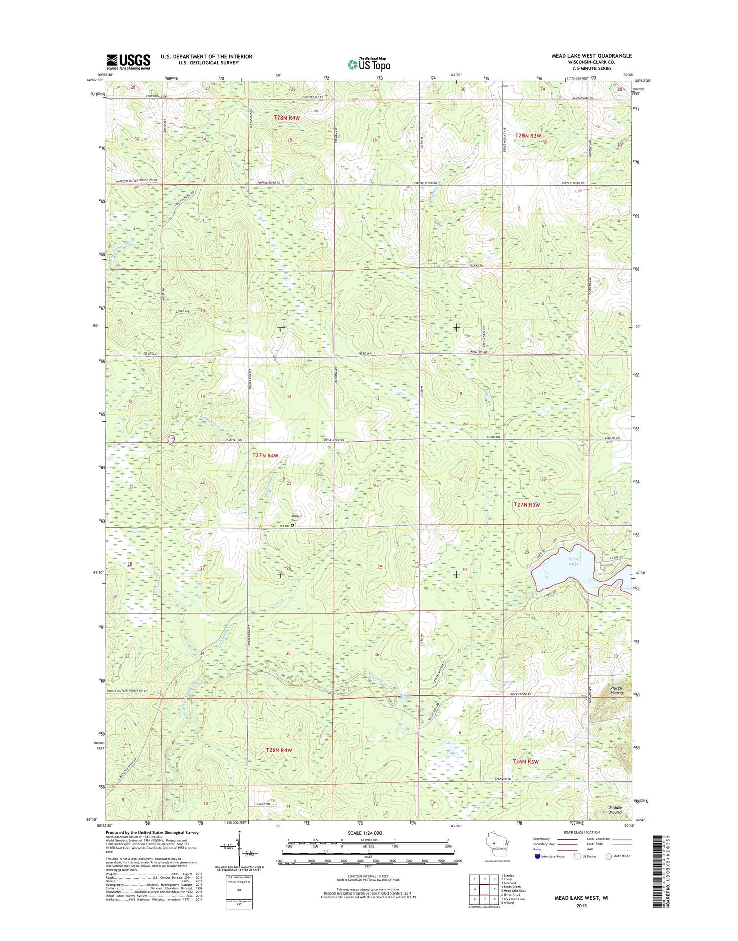 Mead Lake West Wisconsin US Topo Map Image