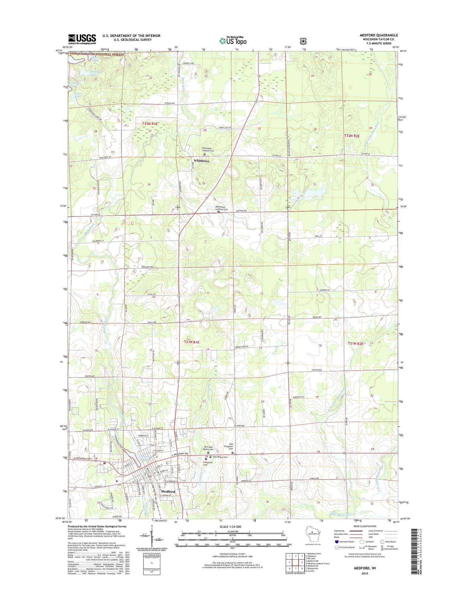 Medford Wisconsin US Topo Map Image