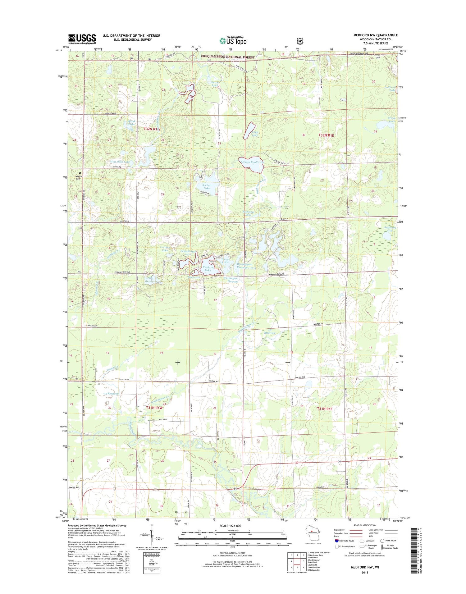 Medford NW Wisconsin US Topo Map Image