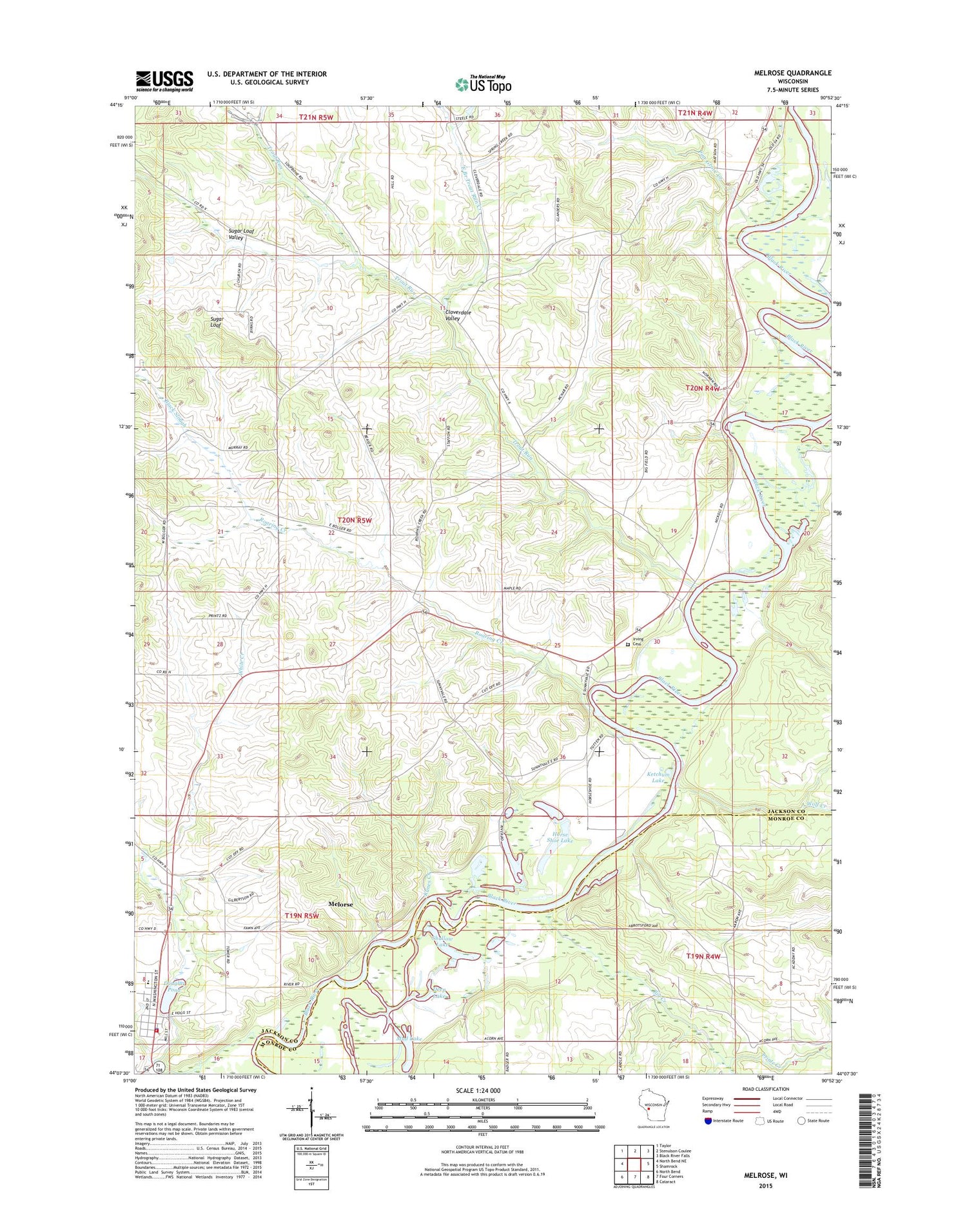 Melrose Wisconsin US Topo Map Image