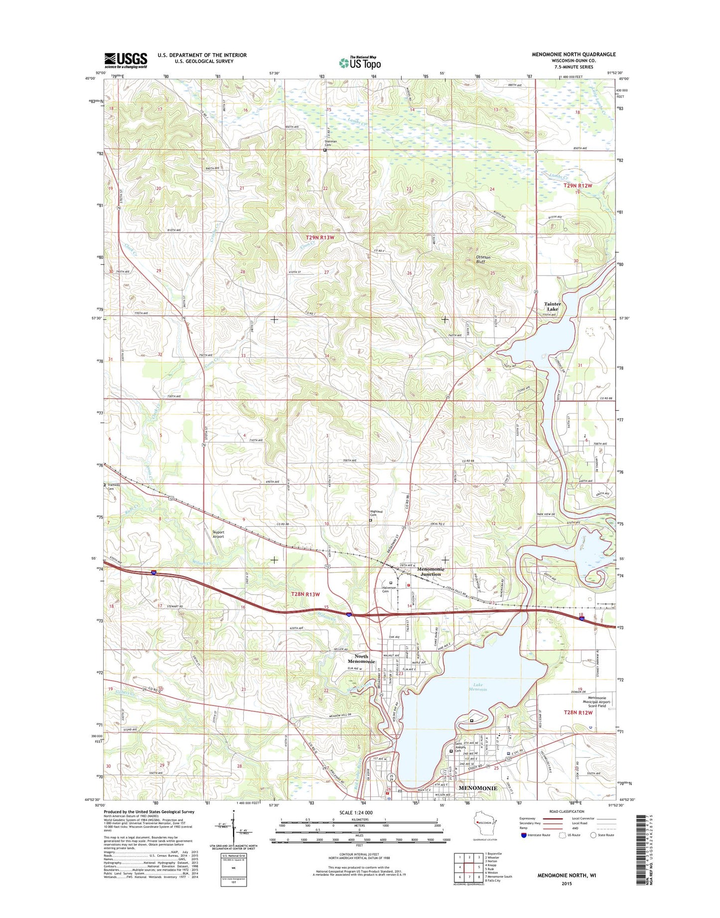 Menomonie North Wisconsin US Topo Map Image
