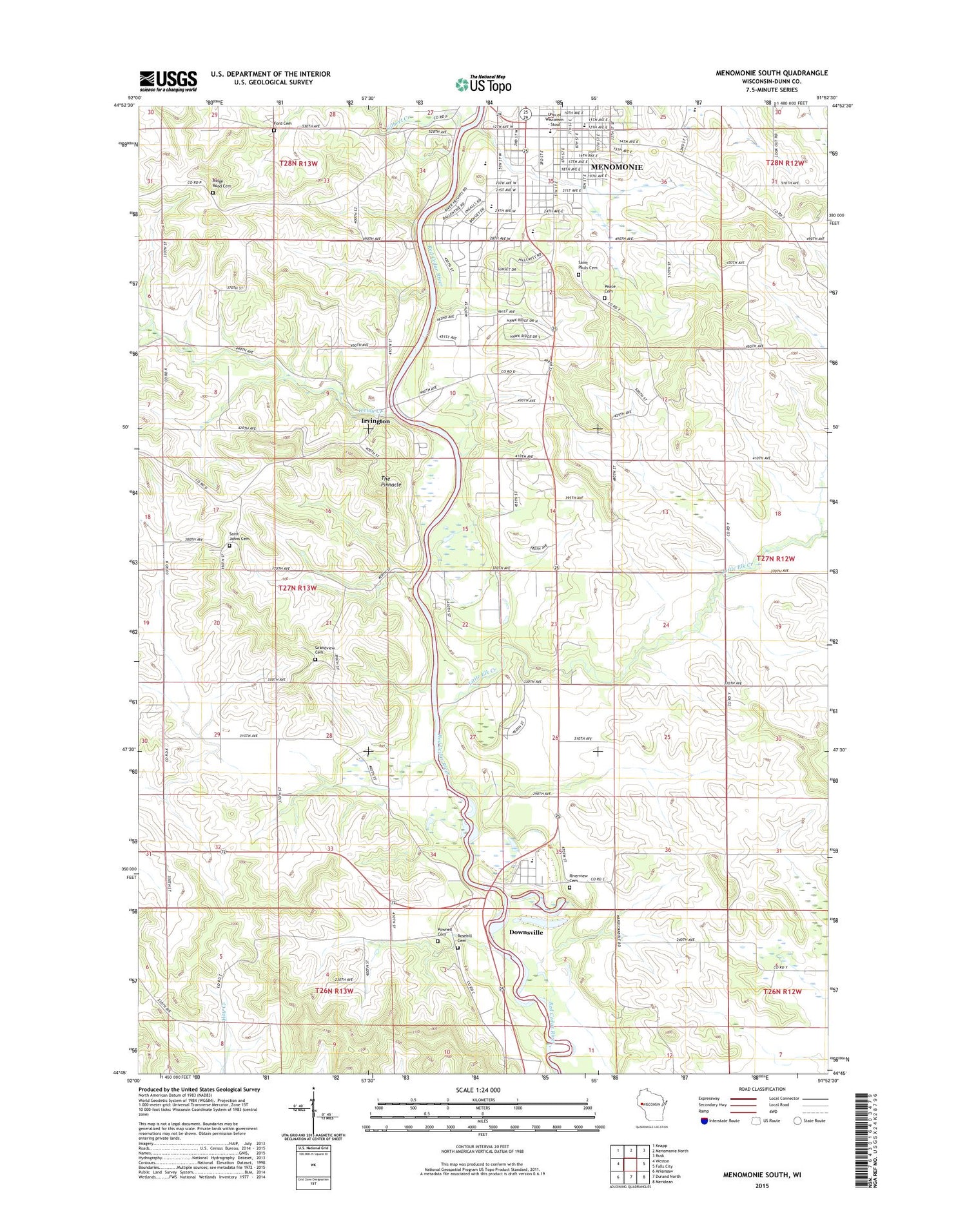 Menomonie South Wisconsin US Topo Map Image