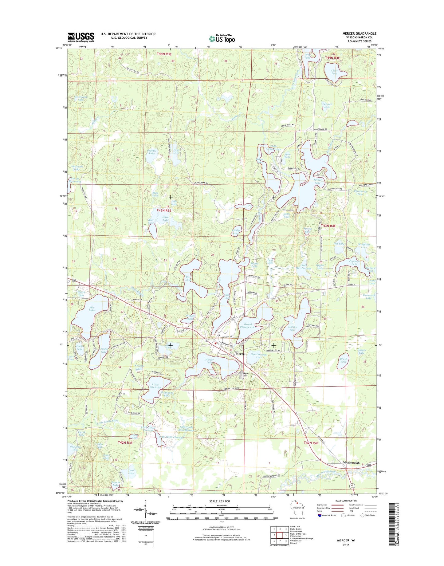 Mercer Wisconsin US Topo Map Image