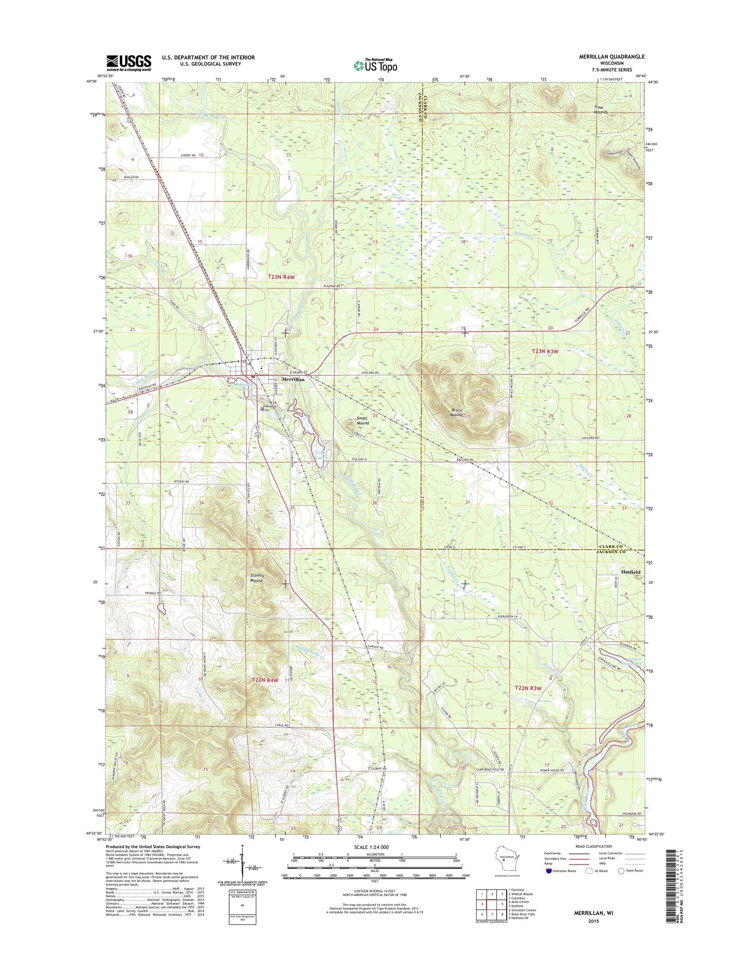 Merrillan Wisconsin US Topo Map Image