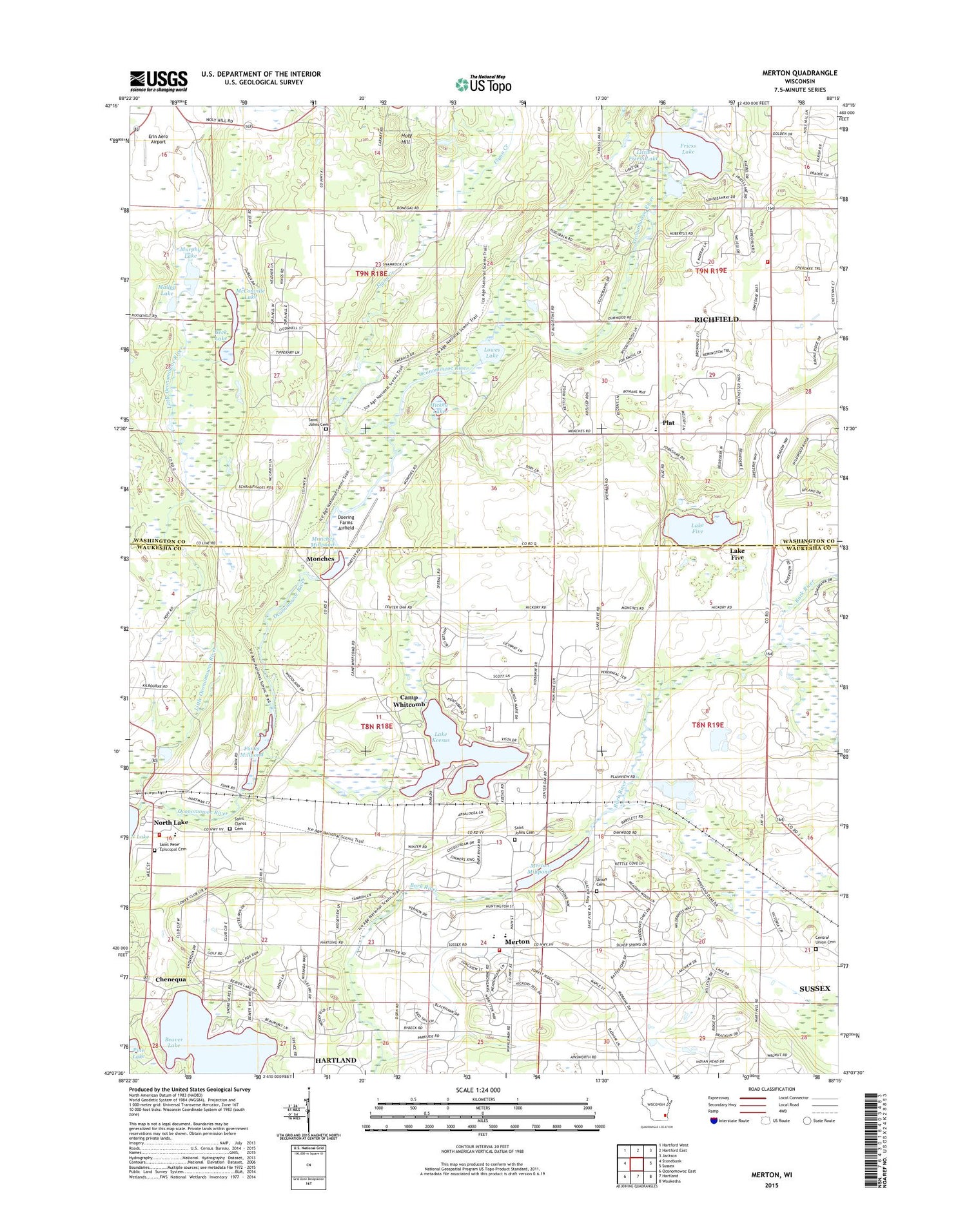 Merton Wisconsin US Topo Map Image