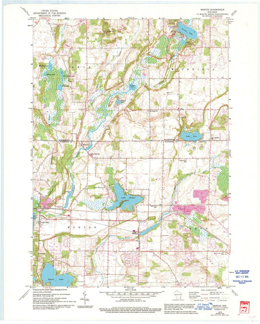 Classic USGS Merton Wisconsin 7.5'x7.5' Topo Map Image
