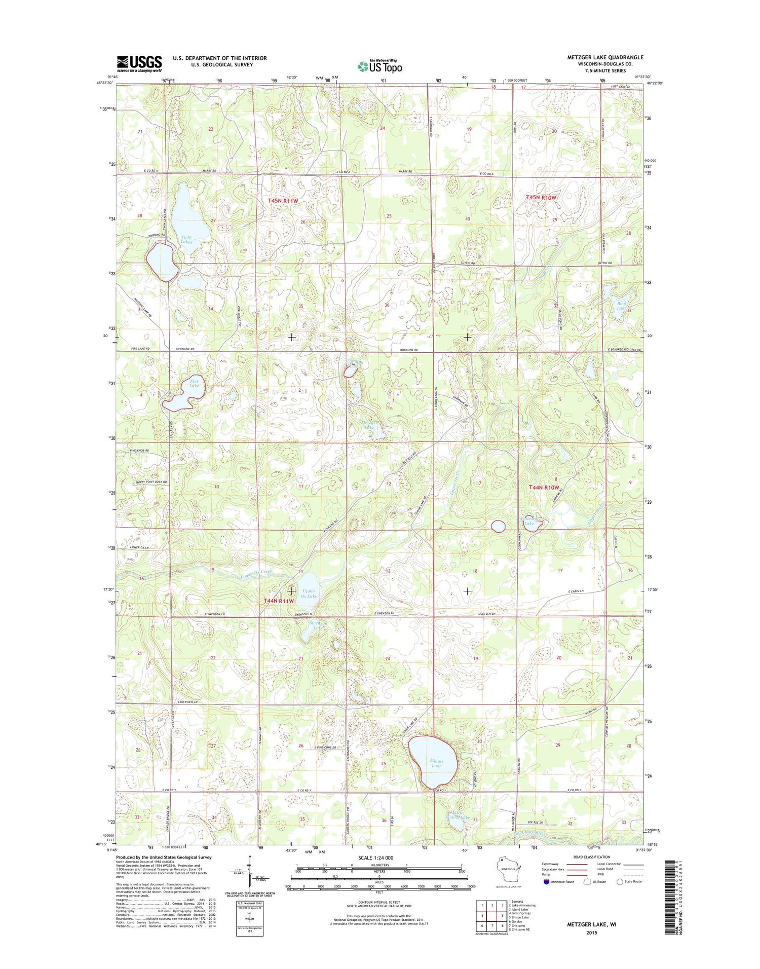 Metzger Lake Wisconsin US Topo Map Image