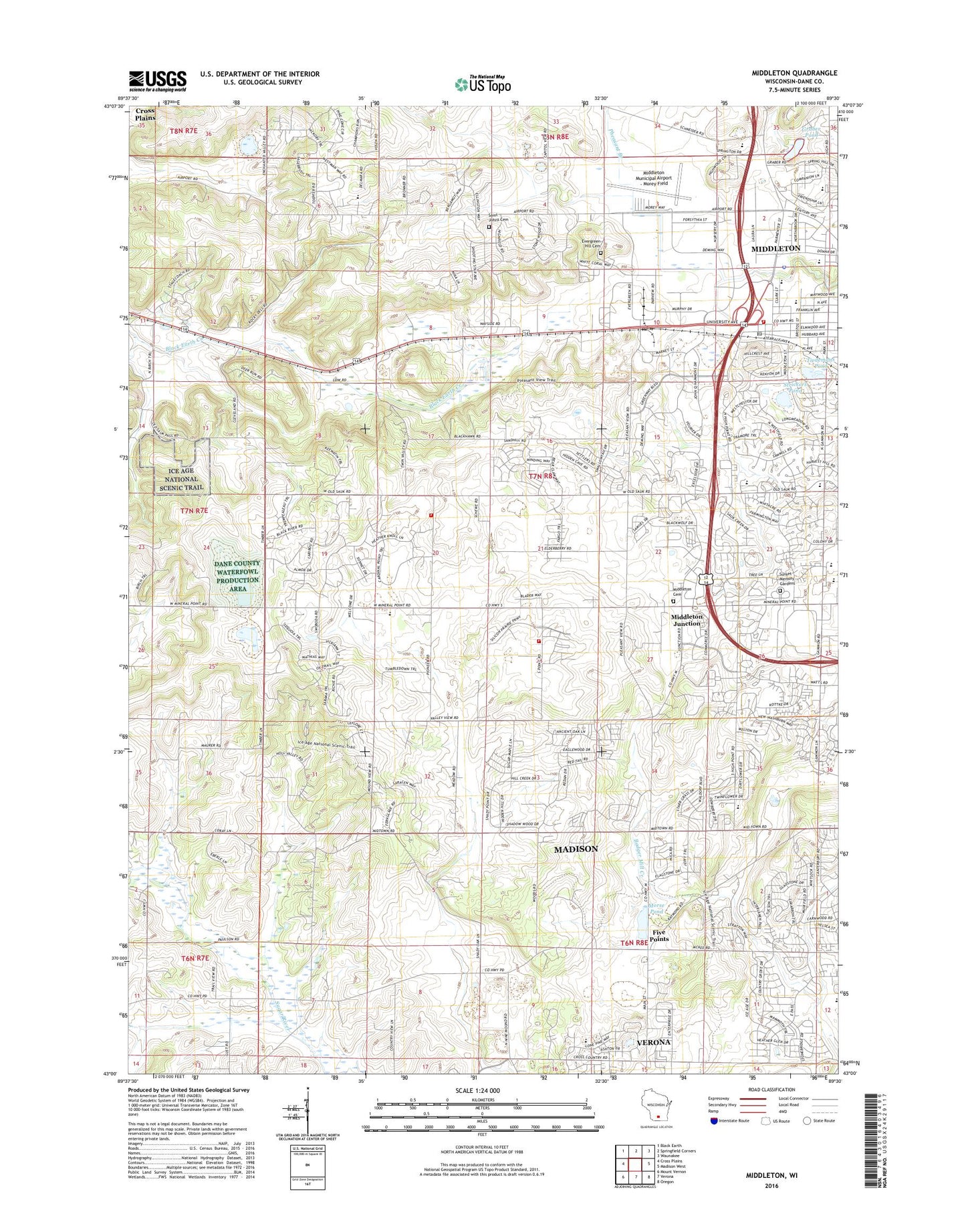 Middleton Wisconsin US Topo Map Image
