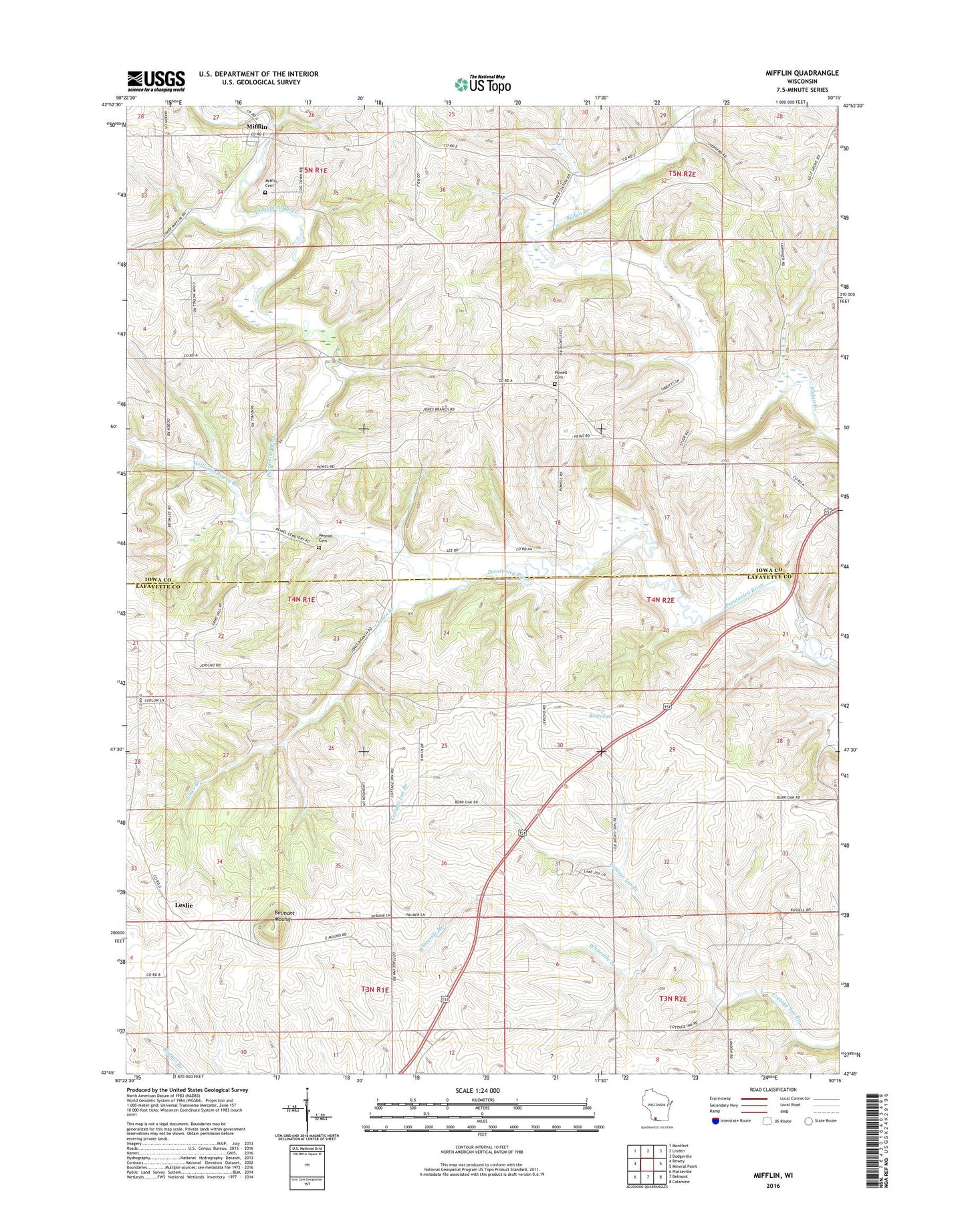 Mifflin Wisconsin US Topo Map Image