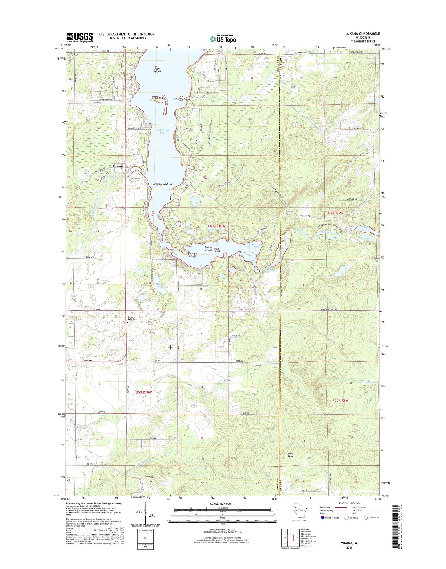 Mikana Wisconsin US Topo Map Image