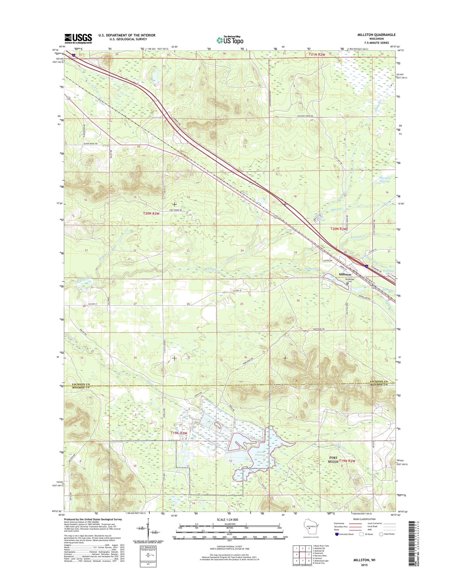Millston Wisconsin US Topo Map Image