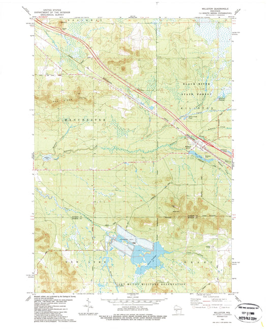 Classic USGS Millston Wisconsin 7.5'x7.5' Topo Map Image