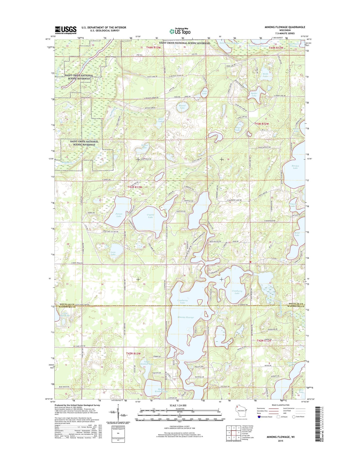 Minong Flowage Wisconsin US Topo Map Image