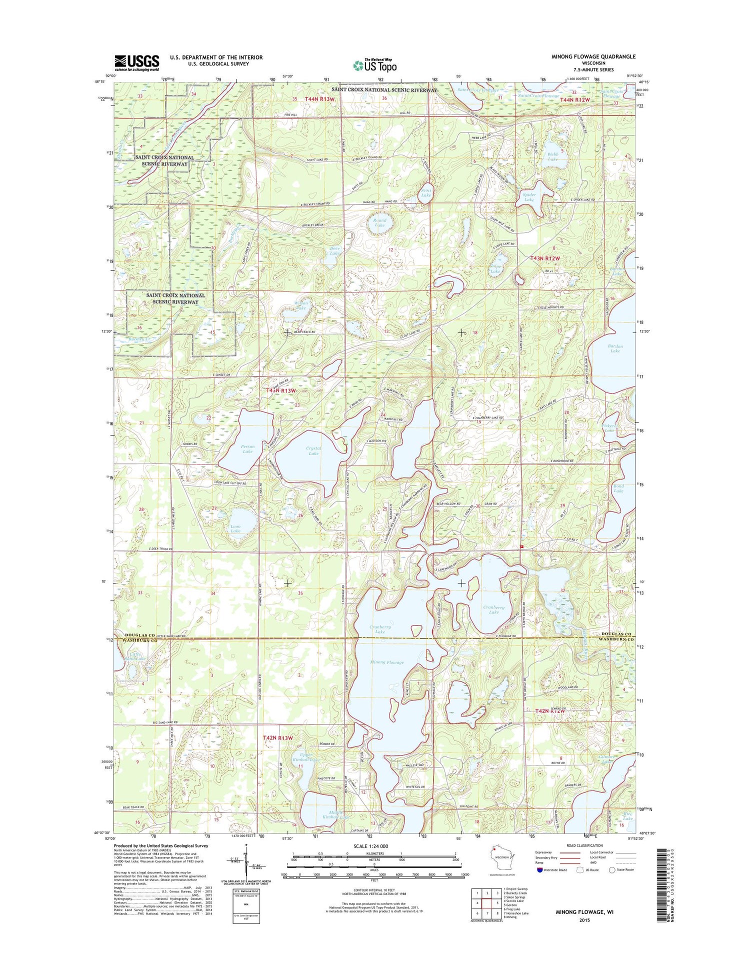 Minong Flowage Wisconsin US Topo Map Image