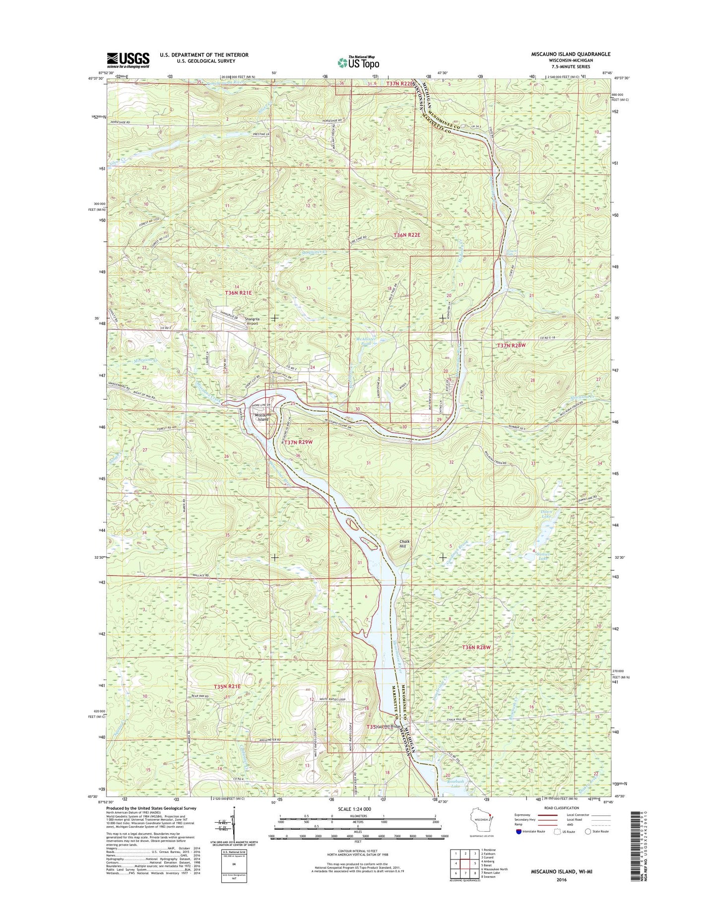 Miscauno Island Wisconsin US Topo Map Image