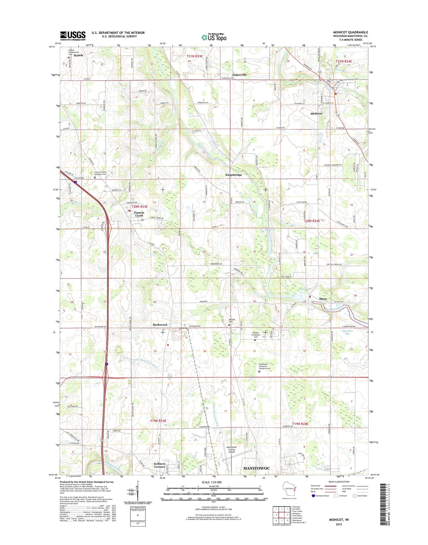 Mishicot Wisconsin US Topo Map Image