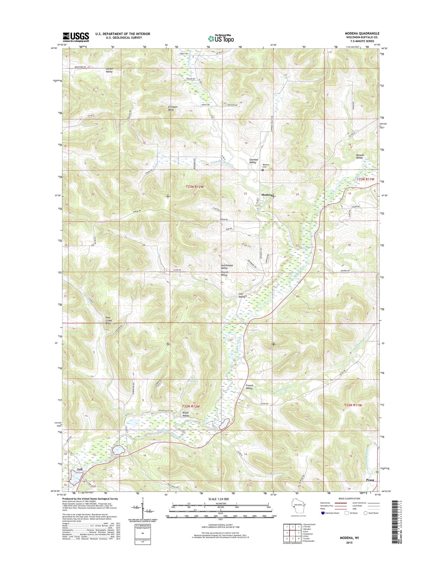 Modena Wisconsin US Topo Map Image