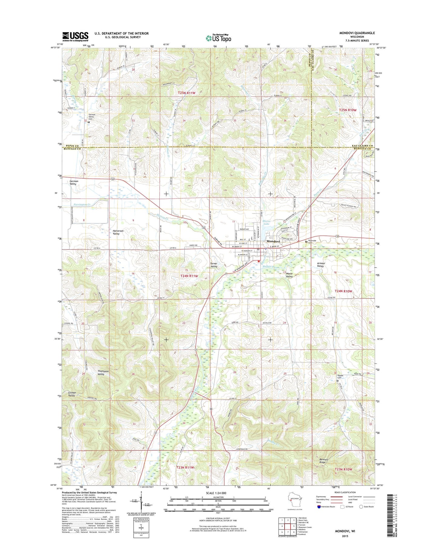 Mondovi Wisconsin US Topo Map Image