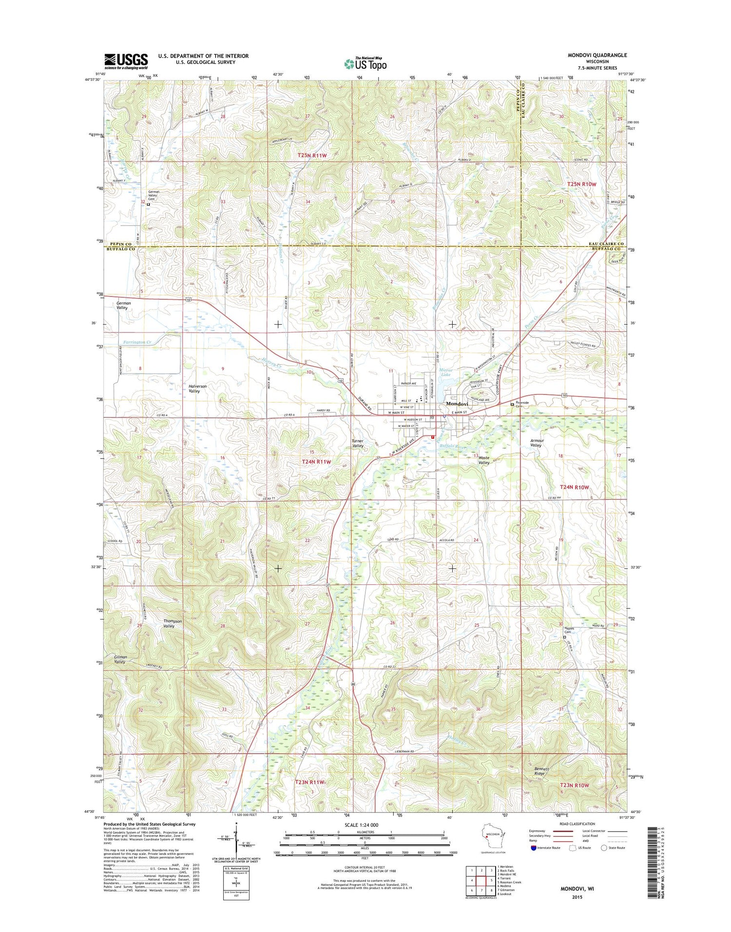 Mondovi Wisconsin US Topo Map Image