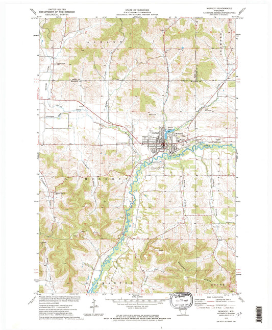 Classic USGS Mondovi Wisconsin 7.5'x7.5' Topo Map Image