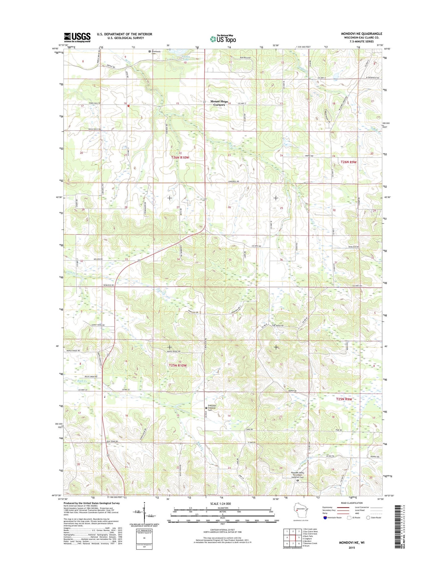 Mondovi NE Wisconsin US Topo Map Image