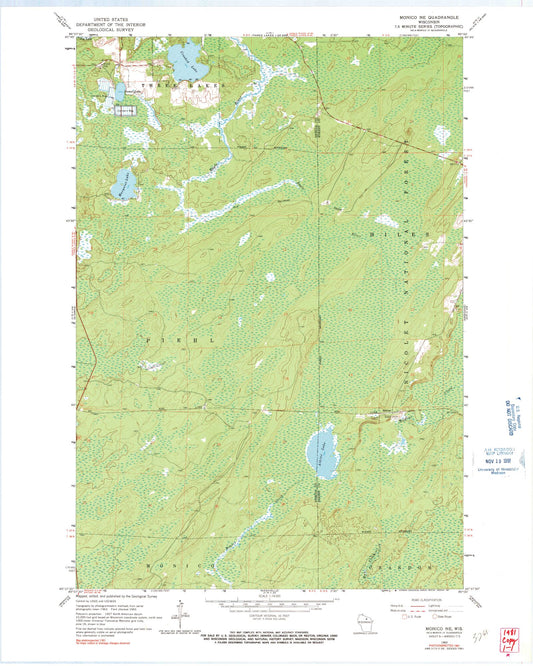 Classic USGS Monico NE Wisconsin 7.5'x7.5' Topo Map Image