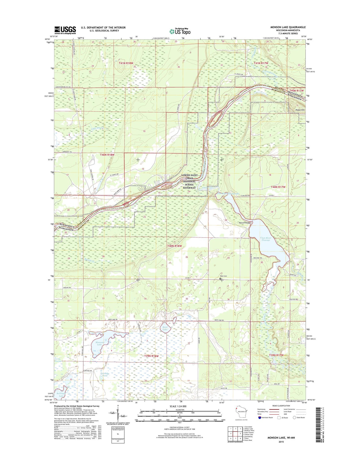 Monson Lake Wisconsin US Topo Map Image