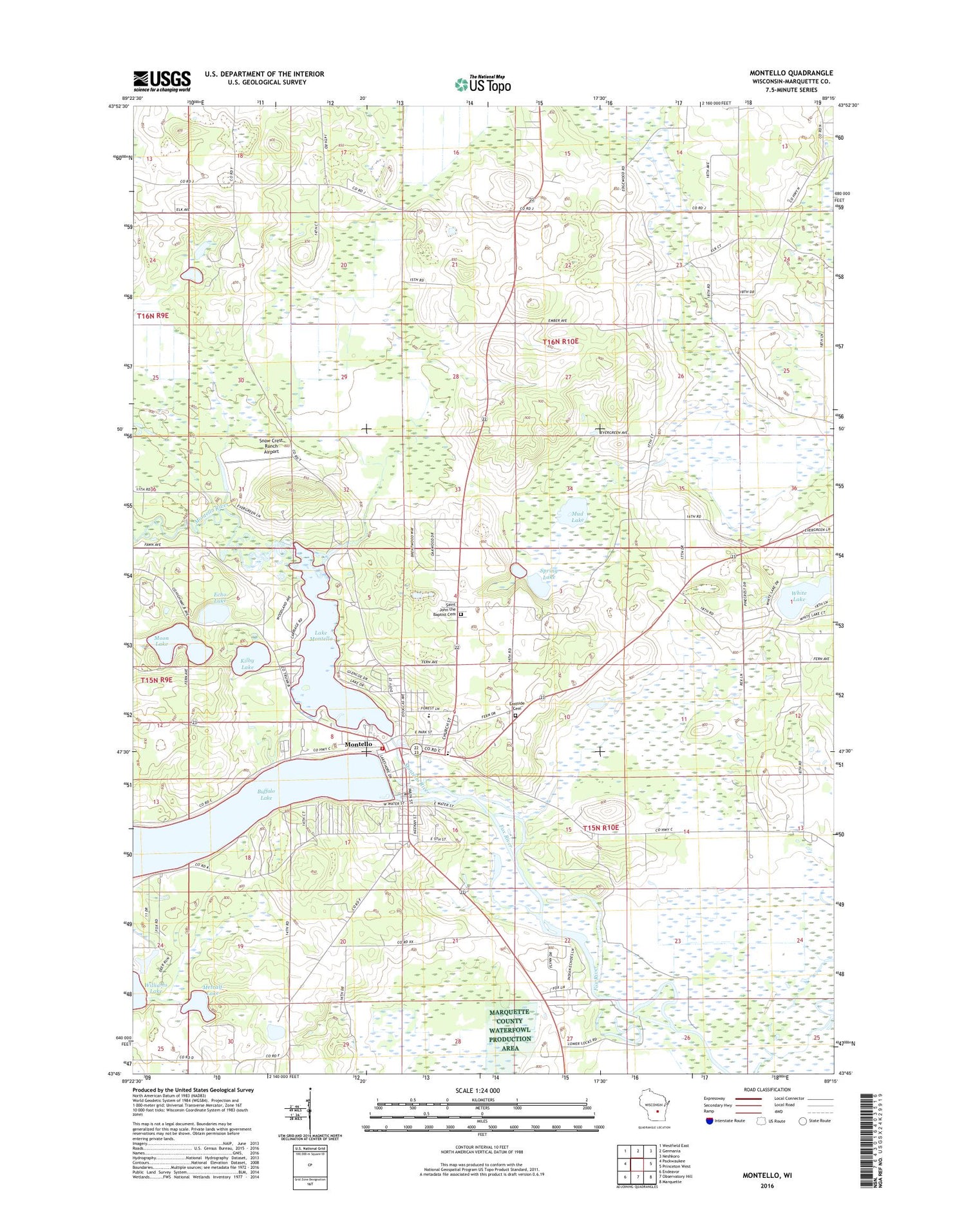 Montello Wisconsin US Topo Map Image