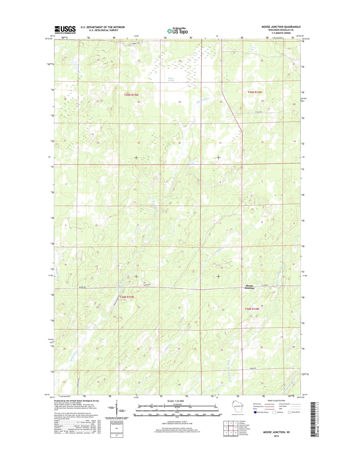Moose Junction Wisconsin US Topo Map Image