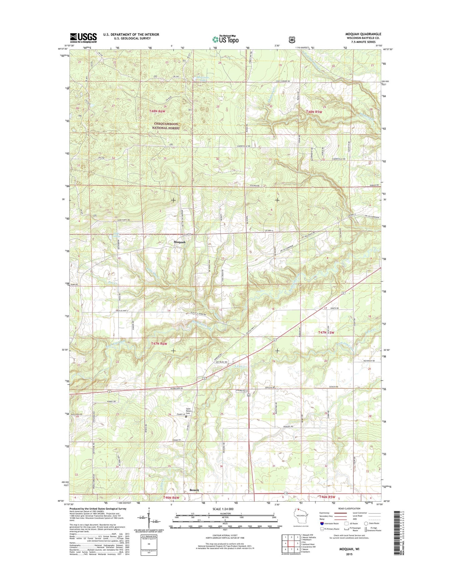 Moquah Wisconsin US Topo Map Image