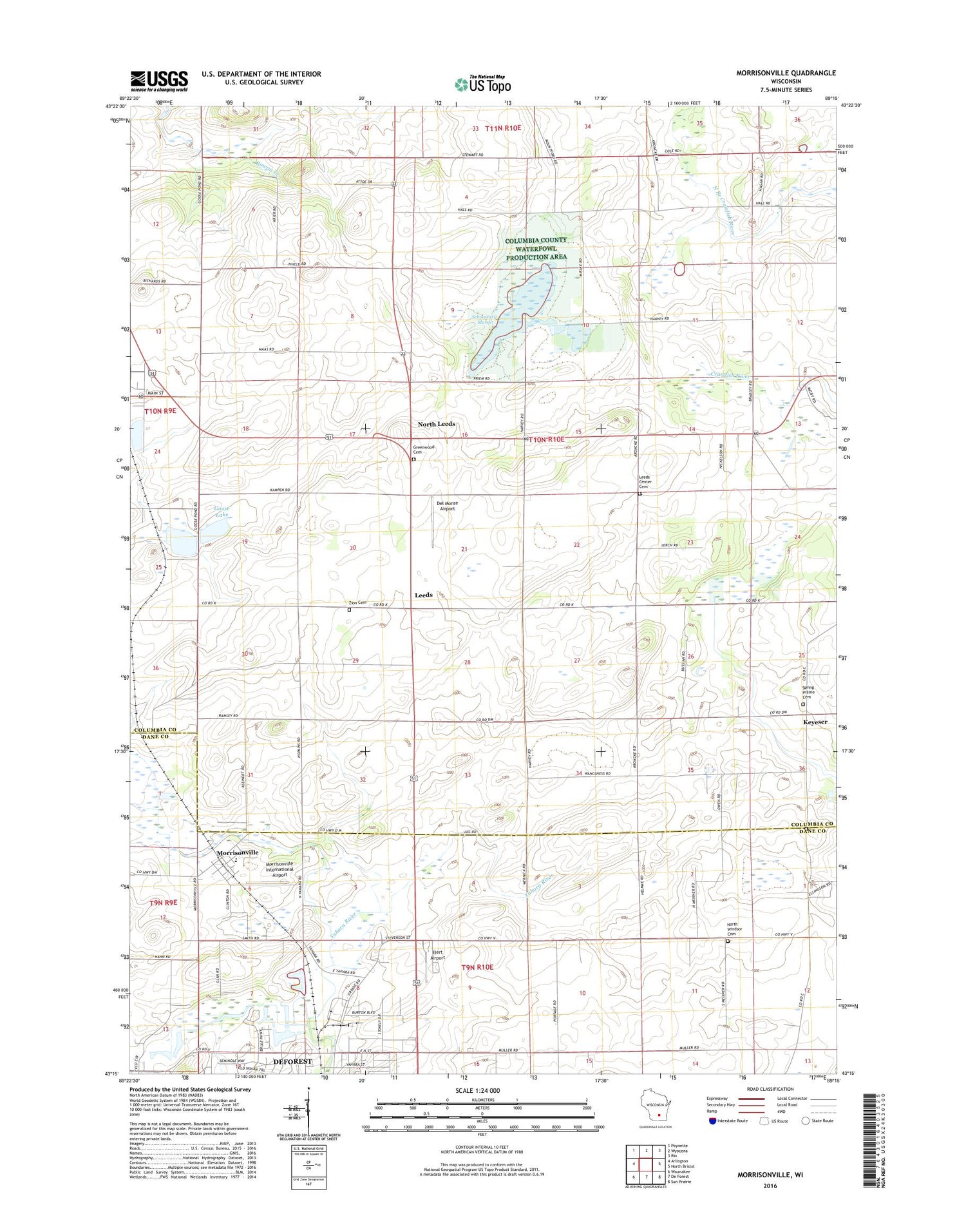 Morrisonville Wisconsin US Topo Map Image