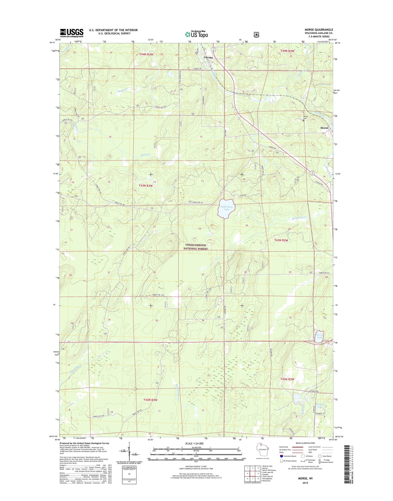 Morse Wisconsin US Topo Map Image
