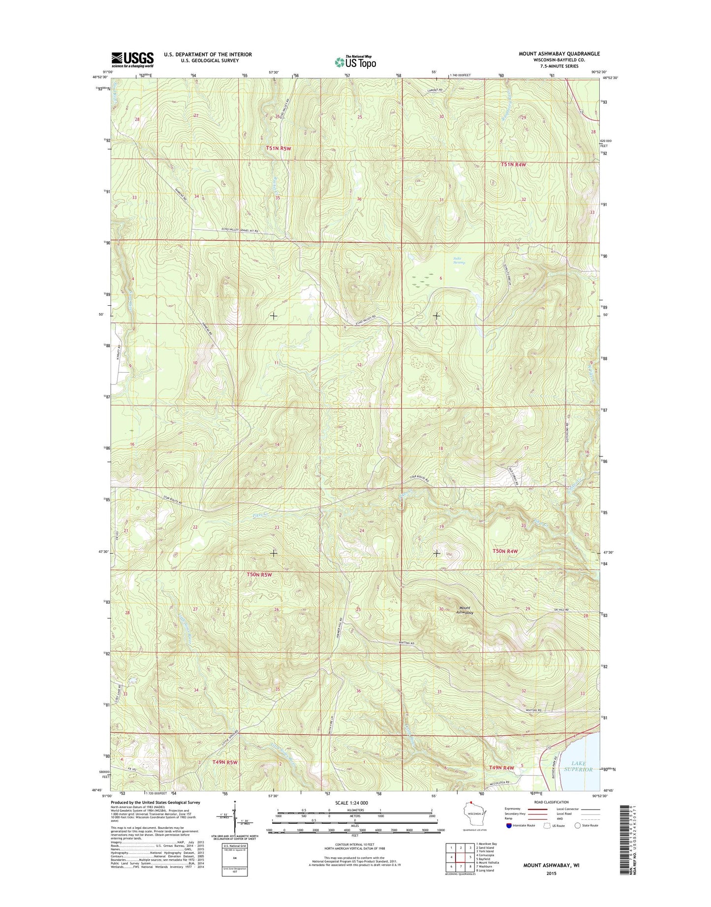 Mount Ashwabay Wisconsin US Topo Map Image