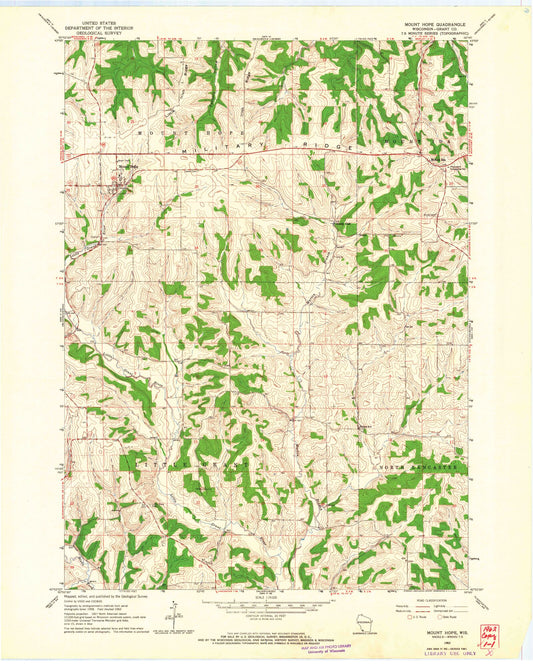 Classic USGS Mount Hope Wisconsin 7.5'x7.5' Topo Map Image