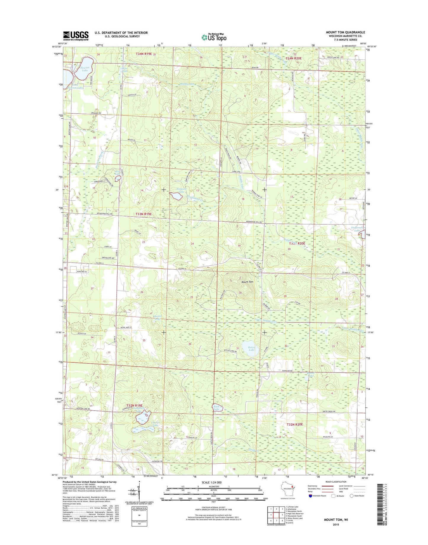Mount Tom Wisconsin US Topo Map Image