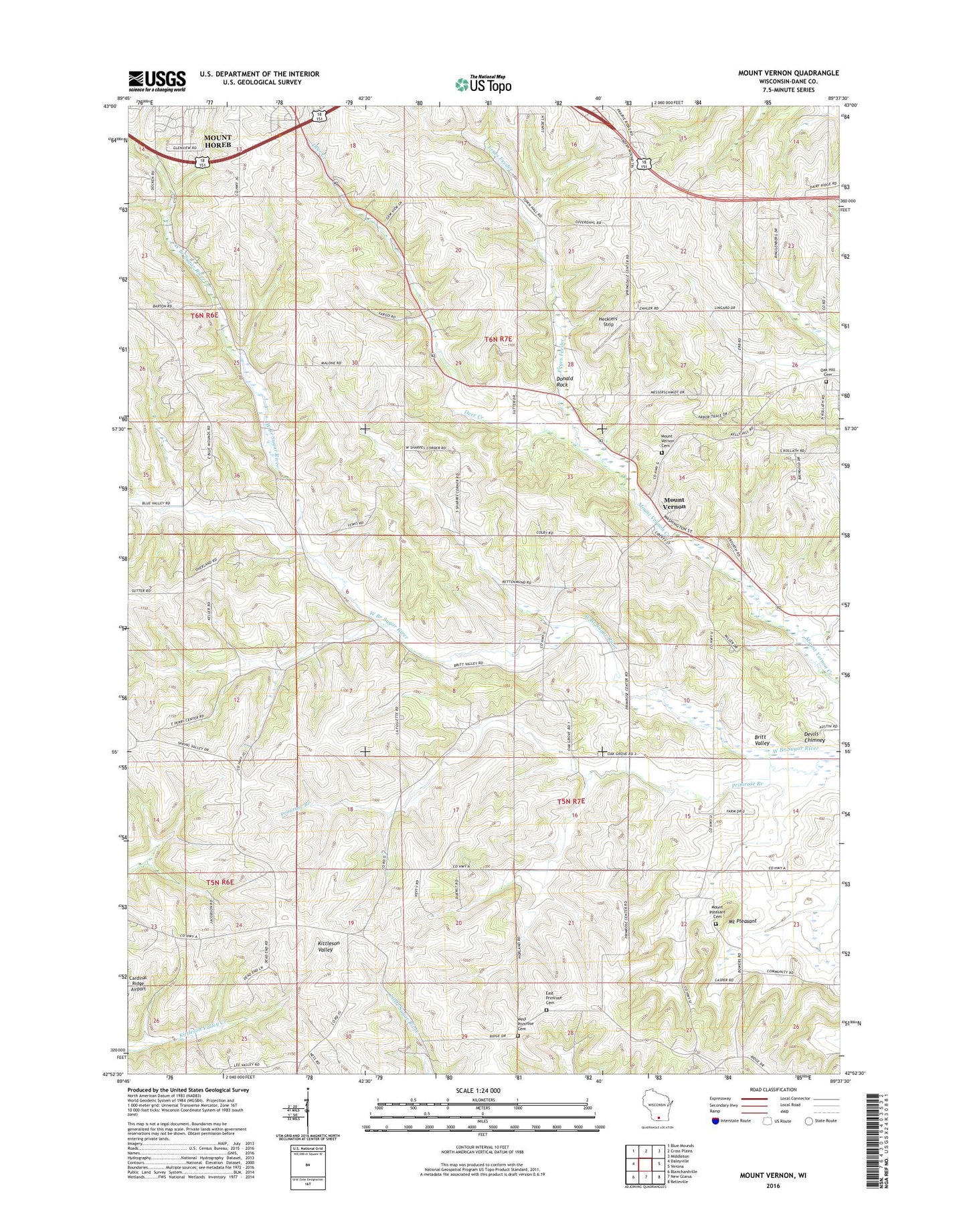 Mount Vernon Wisconsin US Topo Map Image