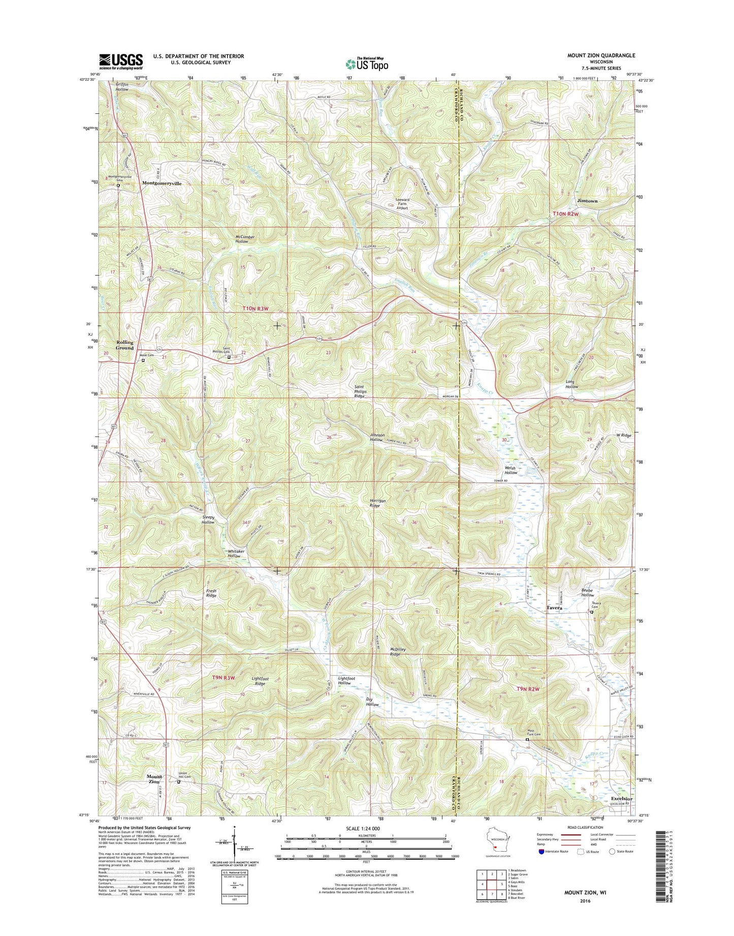 Mount Zion Wisconsin US Topo Map Image