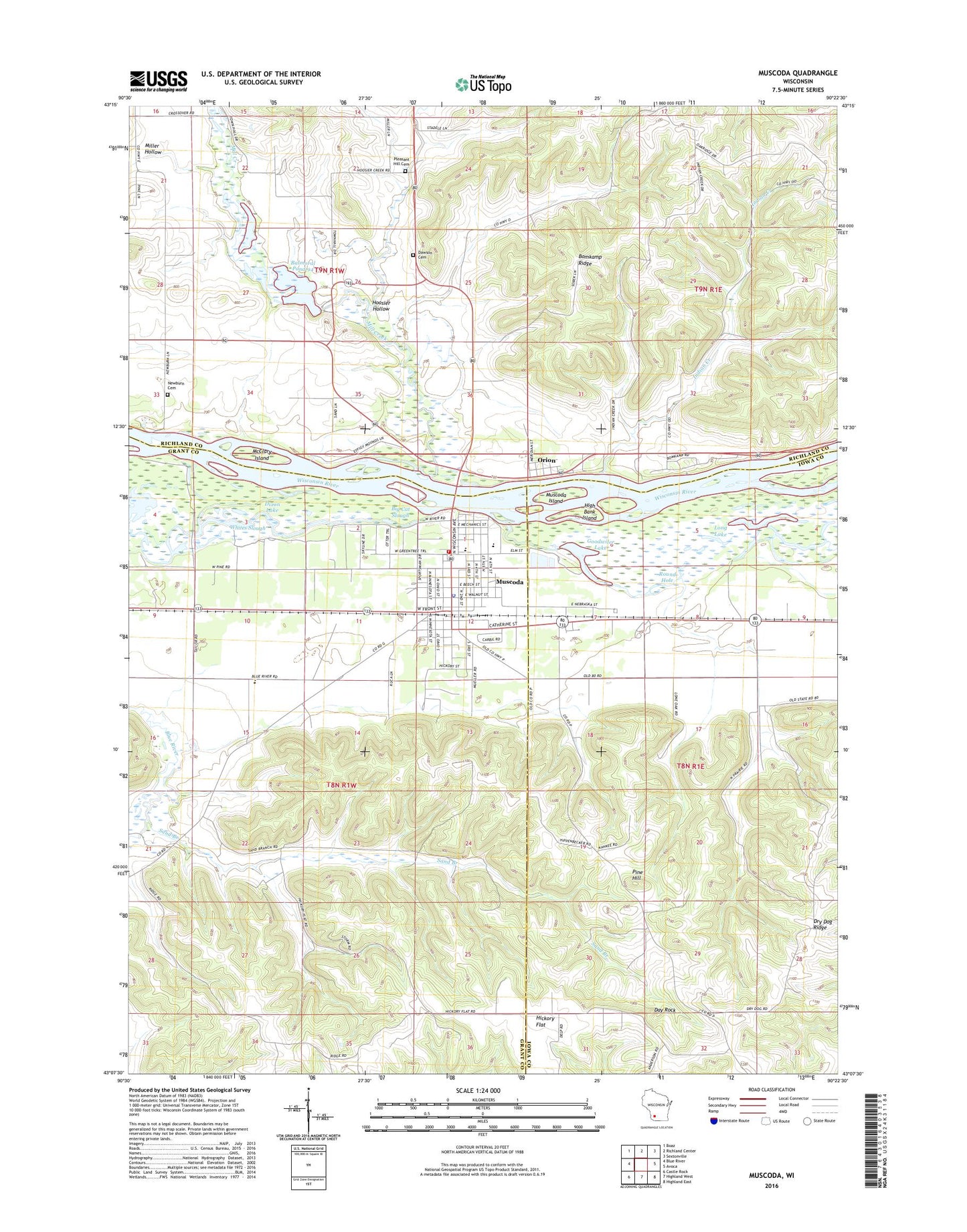 Muscoda Wisconsin US Topo Map Image