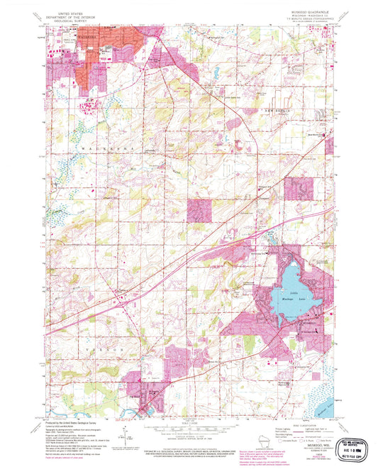 Classic USGS Muskego Wisconsin 7.5'x7.5' Topo Map Image