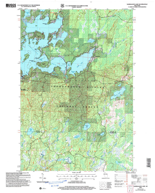 Classic USGS Namekagon Lake Wisconsin 7.5'x7.5' Topo Map Image