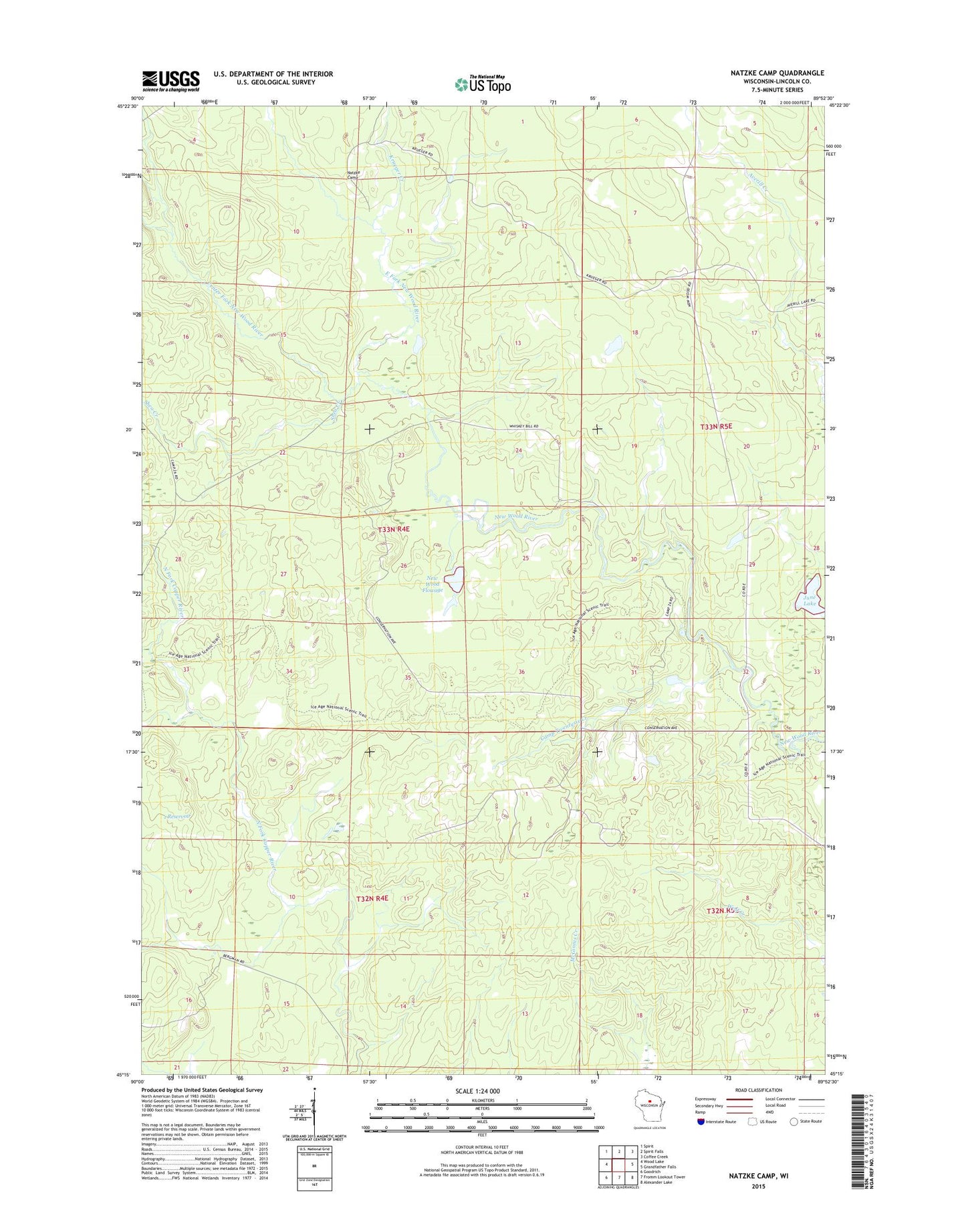 Natzke Camp Wisconsin US Topo Map Image