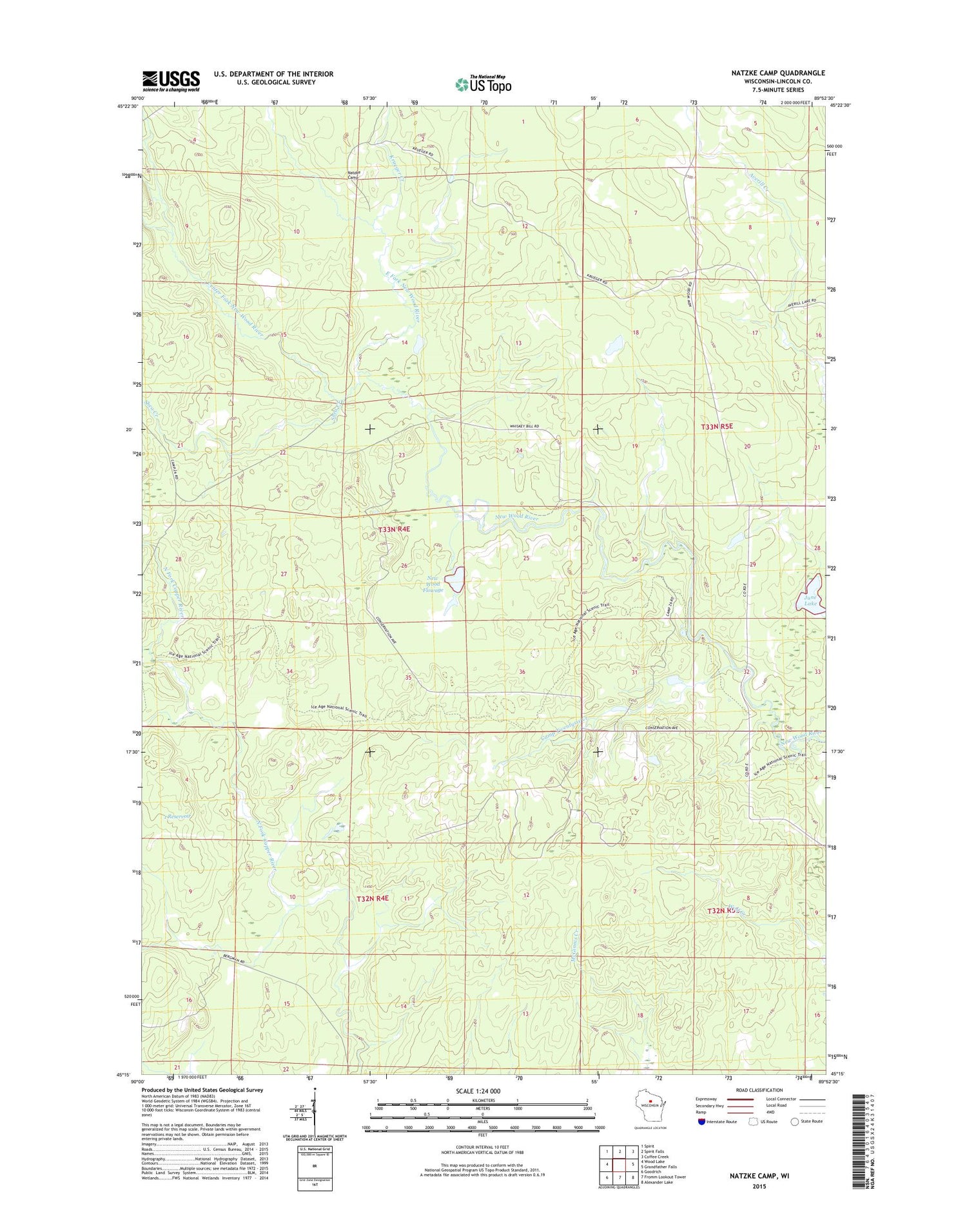 Natzke Camp Wisconsin US Topo Map Image
