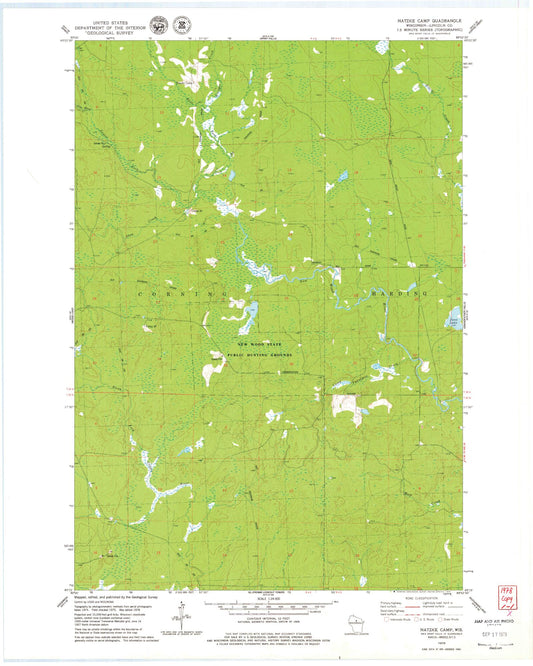 Classic USGS Natzke Camp Wisconsin 7.5'x7.5' Topo Map Image