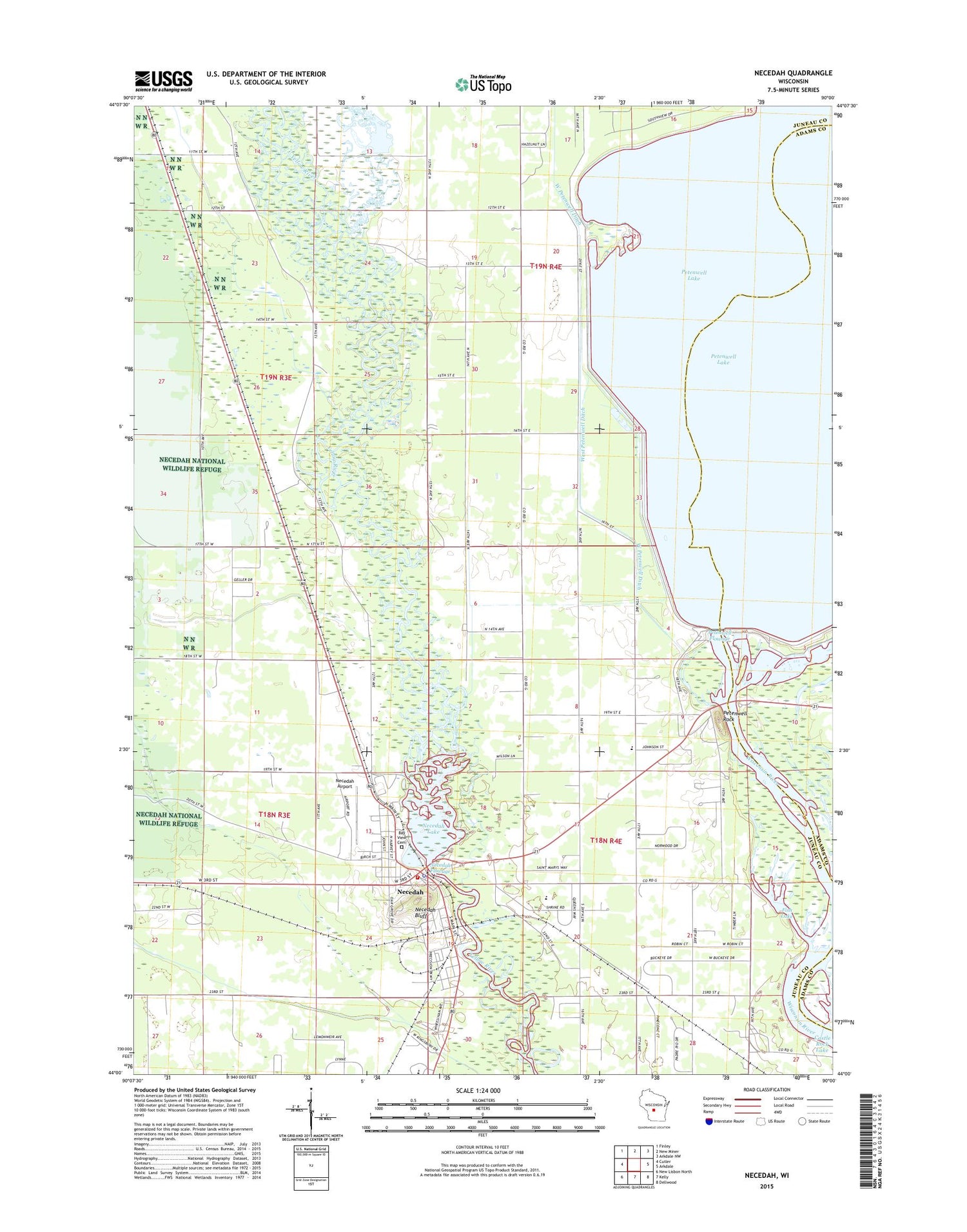 Necedah Wisconsin US Topo Map Image