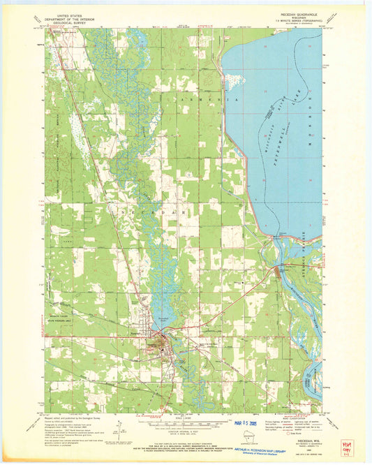 Classic USGS Necedah Wisconsin 7.5'x7.5' Topo Map Image