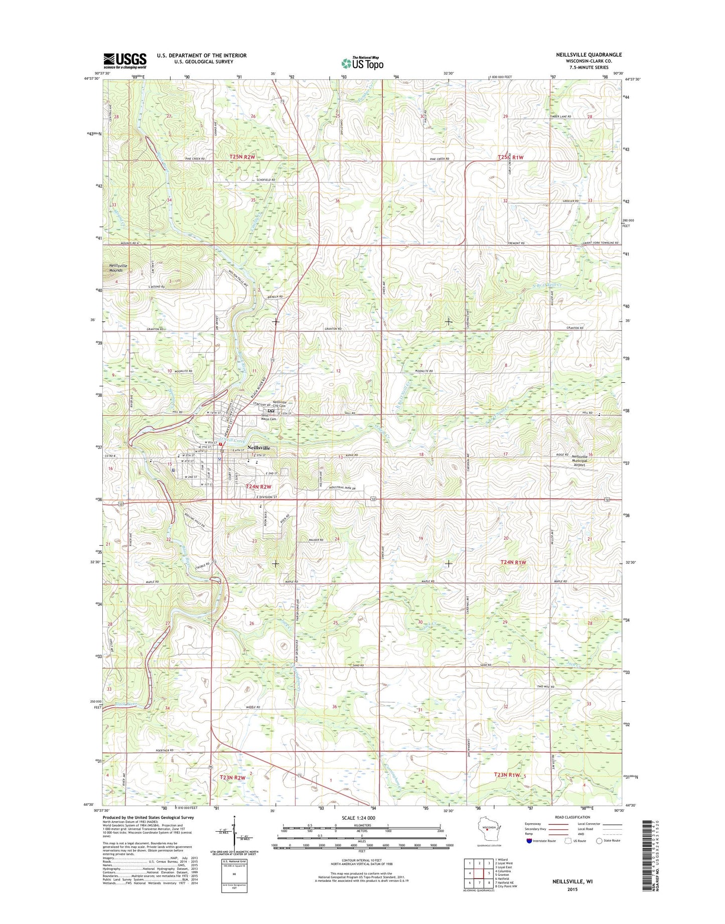 Neillsville Wisconsin US Topo Map Image